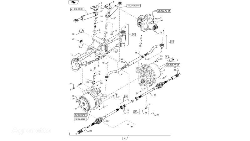 essieu moteur New Holland 47385057 pour tracteur à roues New Holland T6090 T6070