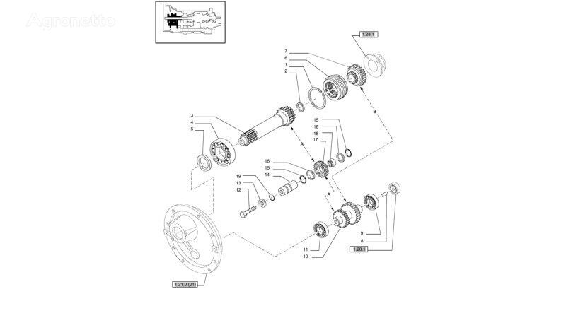 pignon de boîte de vitesses 81864666 33 t/40t pour tracteur à roues New Holland T6010 T6090